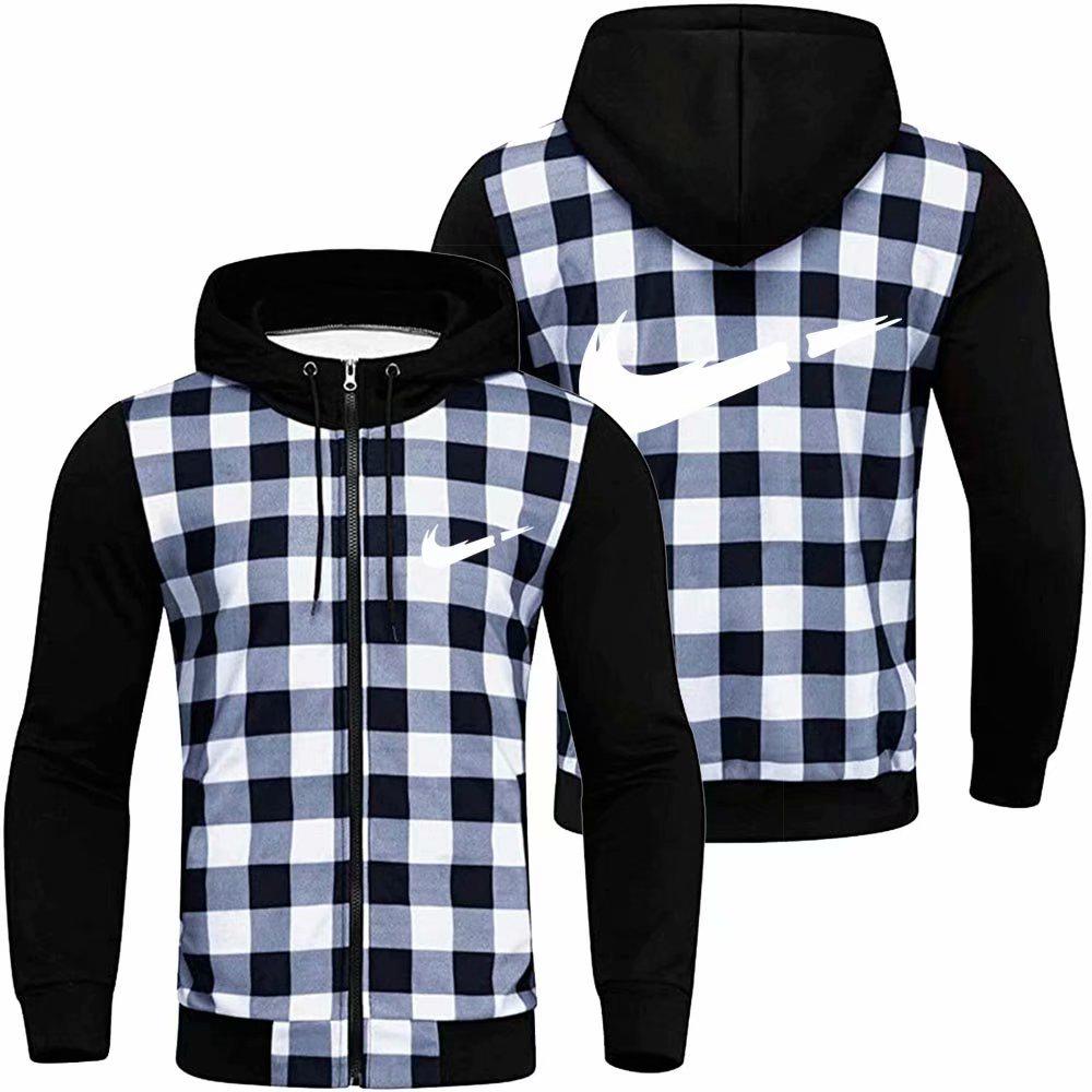 blue flannel moletom com capuz mens