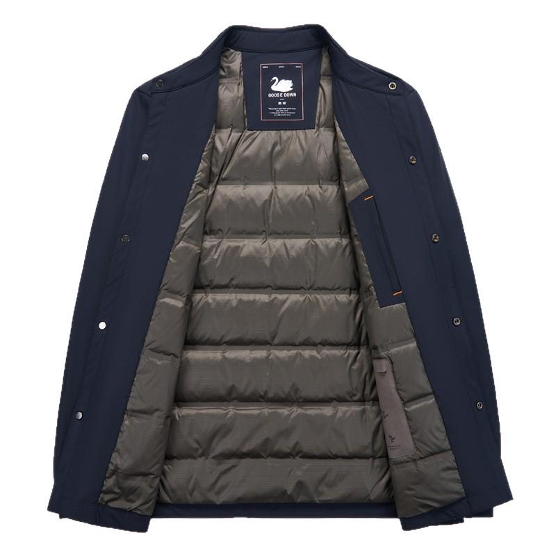 Men's Winter Executive Lapel Jacket with Removable Goose Down Liner for Cold Weather