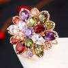 Lady's Alloy Ring Fashion Women Weding Colorful Flower Statement