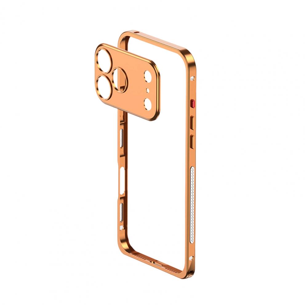 

Металевий чохол для телефону для IPhone 17/17 Pro/17 Max/17 Air/12/13/14/15/16 Pro Max Знімний чохол для об єктива Чохол для телефону з відведенням тепла та прихованим отвором для ремінця iPhone 17 Pro Max помаранчевий
