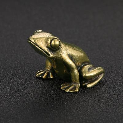 Figuritas de Rana de Latón Puro Retro Decoración del Hogar Adornos de Escritorio para Sala de Estar Miniaturas de Animales de Cobre Sólido Manualidades de Decoración de Jardín