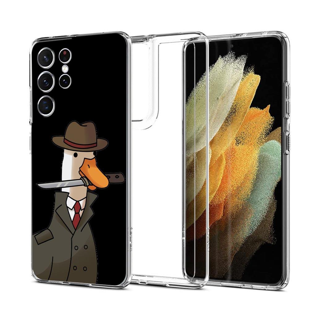 Cartoon Doubt Duck Shockproof Phone Case For Samsung Galaxy S23 Ultra S22 5G S20 S21 FE 5G S10E S9 S8 S10 Plus Soft Clear Cover