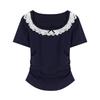 Sommer Damen Neues Spitzen Gartenkragen Slim-Fit Kurzarm T-Shirt Top