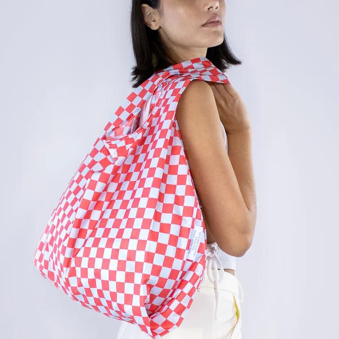 [KINDBAG] Checkerboard Reusable Red & Blue Medium Kind Bag