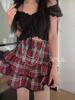 Punk Gothic Red Plaid Mini Skirt Women Vintage Y2k E-girl Emo High Waist Cake Skirt Harajuku Street Fairycore Grunge Clubwear