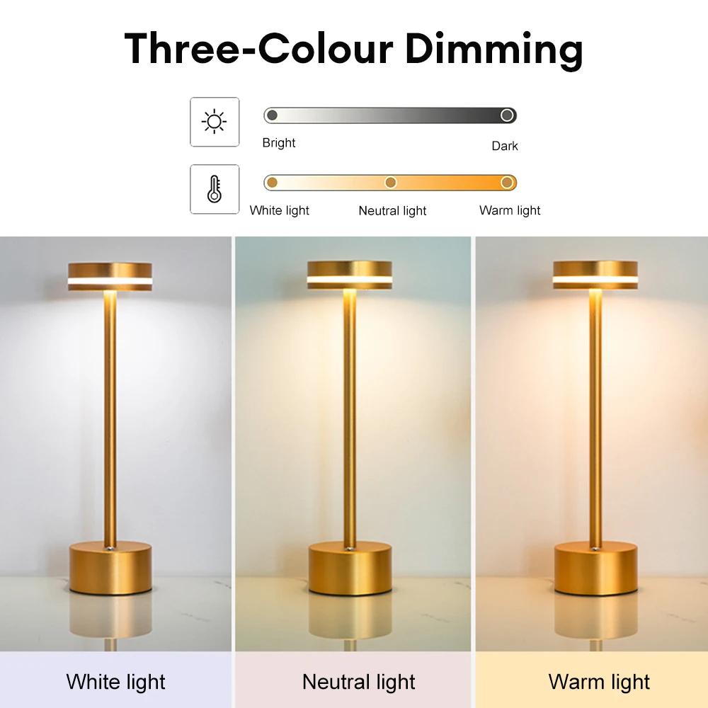 Retro LED Rechargeable Touch Table Lamp Stepless Dimming Reading Lamp Table Lamp Bedside Lamp Hotel Bar Decoration Night Light