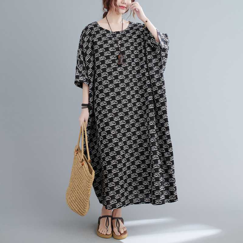 

Летнее женское свободное платье с круглым вырезом One Size