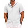 Camicia Estiva a Revers Monocolore Manica Corta Manica Lunga Bottoni Uomo Camicia Bella Tendenza
