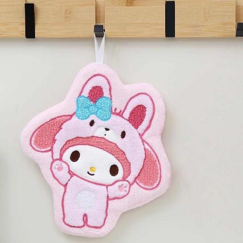 Sanrio Hello Kitty Kuromi Cute Cartoon Hand Towel Thick Absorbent Coral Fleece Hanging Towel For Kitchen Bathroom Handkerchief