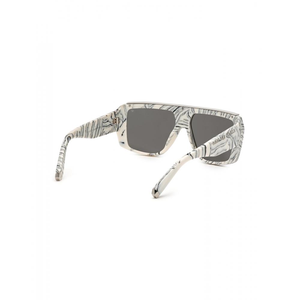 Philipp Plein Sunglasses Rectangular Oversize Plein Hexagon White   Black
