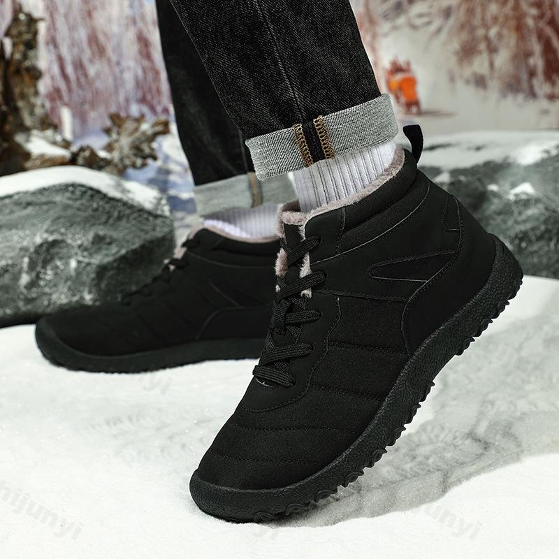 Fashion New 2025 Winter Fashion Versatile High Top Casual Snow Boots for Men Warm Comfortable Non Slip Concise Design Plush Cotton Boots