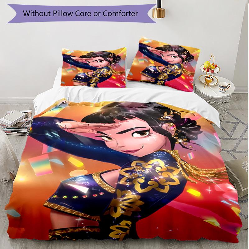 3pcs Duvet Cover Set (1*Duvet Cover + 2*Pillowcase, Without Core), KPop Demon Hunters Print Soft All‑Season Bedding Set, Home Bedroom Decor Gift
