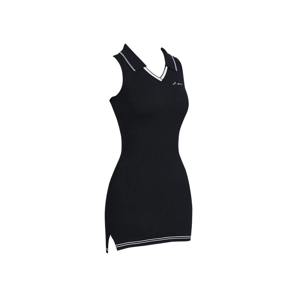 J Jane Sleeveless Collared Knit Dress (Black)