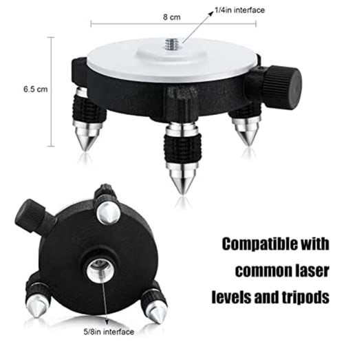 TAMOSH 360 Adjustable Laser Level Adapter, Rotating Base Tripod Connector Pivot Base Fine Adjustment Holder for Laser Levels