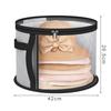Foldable Hat Storage Bucket with Lid Clear Round Zipper Storage Bag for Clothes Hats Toys Cabinet Storage Box Home Organizers
