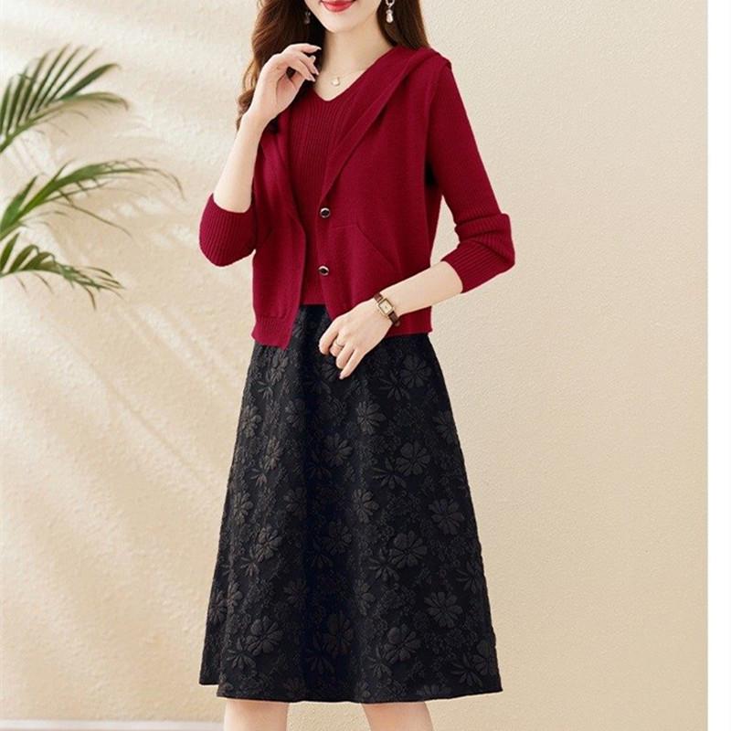 

2026 Korean Style Knit Dress & Vest Suit for Women s Autumn-Winter, Petite Sizes, High-End Feel One Size [80-120]
