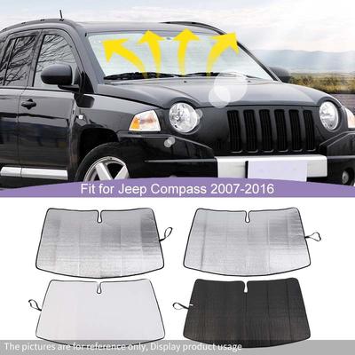 Pare-soleil de pare-brise avant de voiture Pare-soleil de fenêtre Pliable Couverture de pare-soleil Adapté pour Jeep Compass 2007-2016 Accessoires d'intérieur de voiture