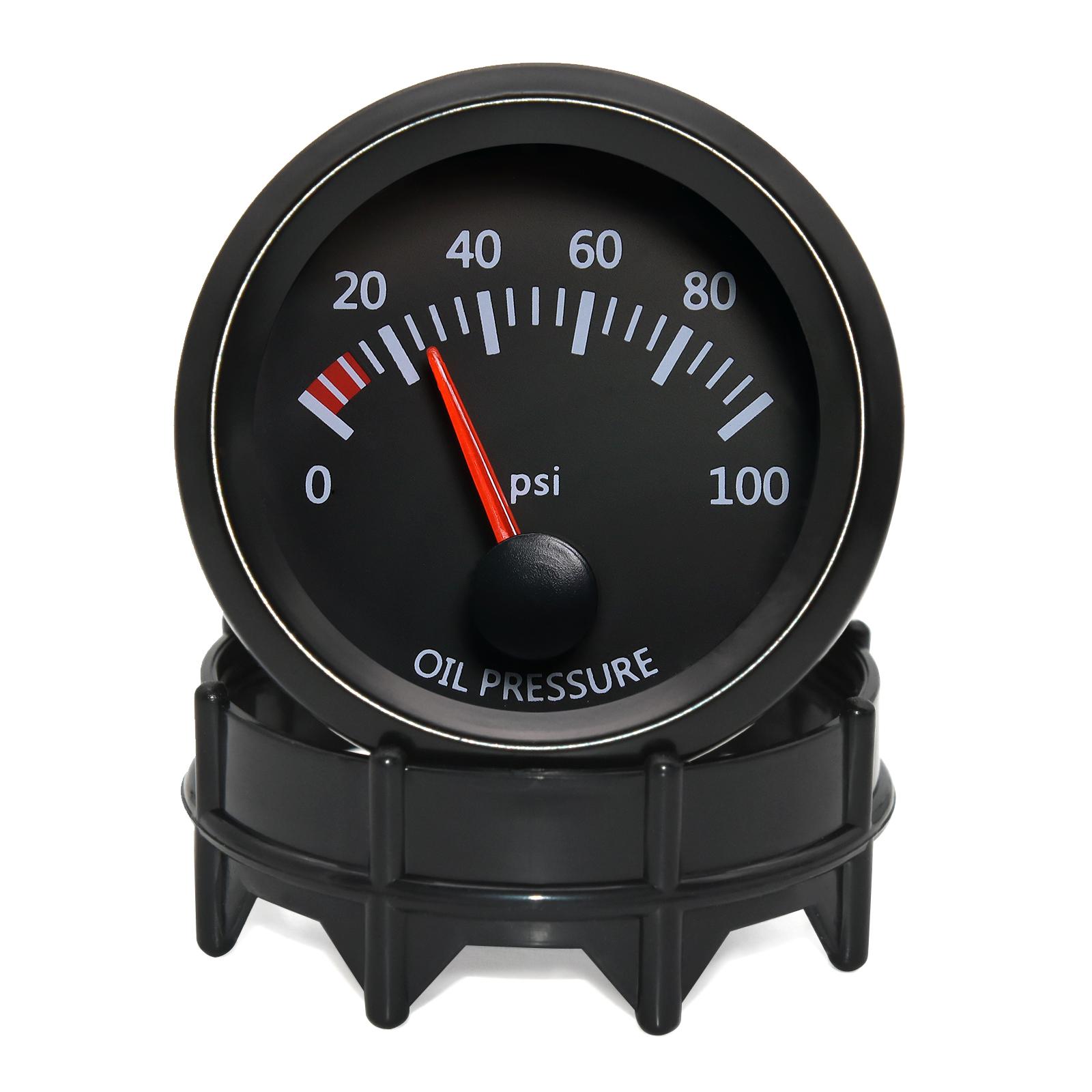 2 Car Oil Pressure Gauge 52mm 12V Universal Auto 0-7Bar 100PSI Oil Press Gauge LED Meter with Sensor For 12V Racing Gauge Black Oil Pressure psi