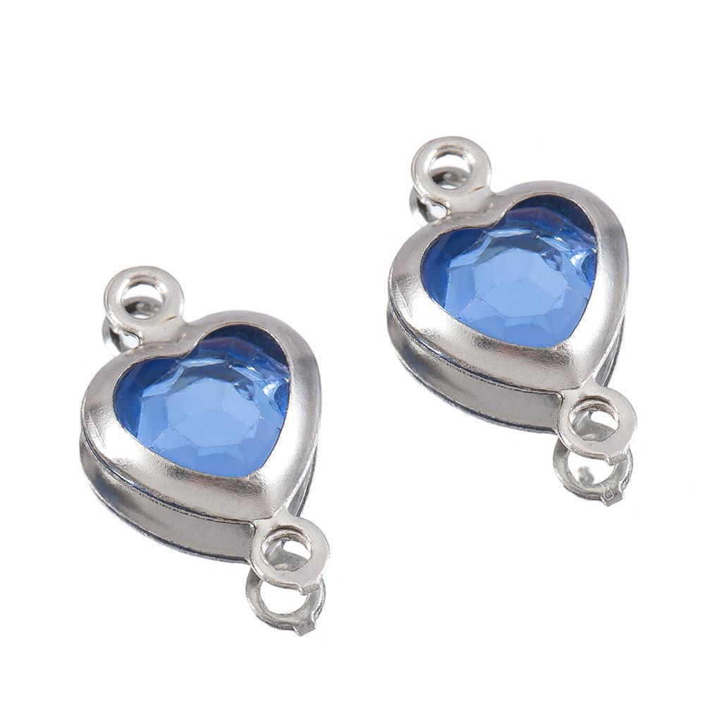 10pcs Glass Heart Pendants Base Stainless Steel Double Hole Colorful Crystal Charms Connector for DIY Necklace Jewelry Makings