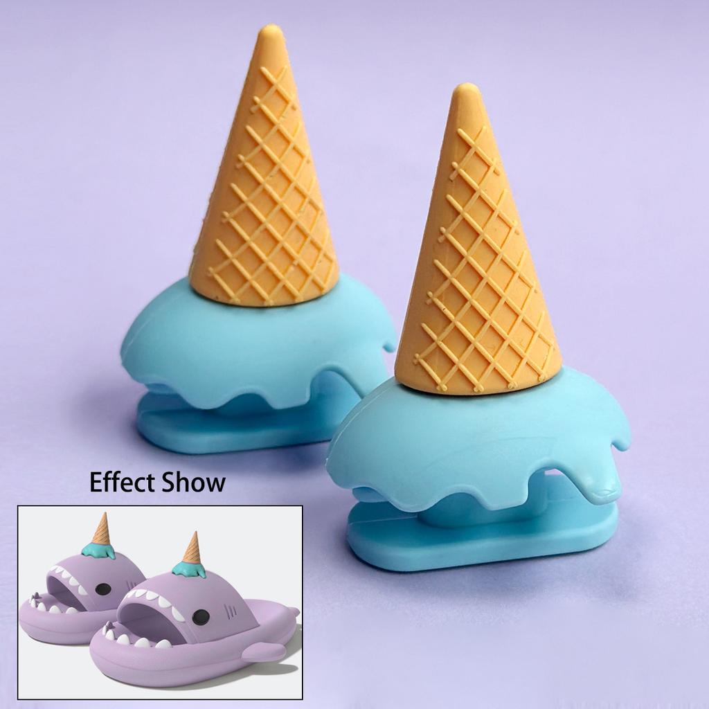 Fashion 2pcs Detachable Fins Unisex Shark Slippers Charms Luminous In Dark Christmas Red Hat Halloween Pumpkin DIY Shoes Accessories