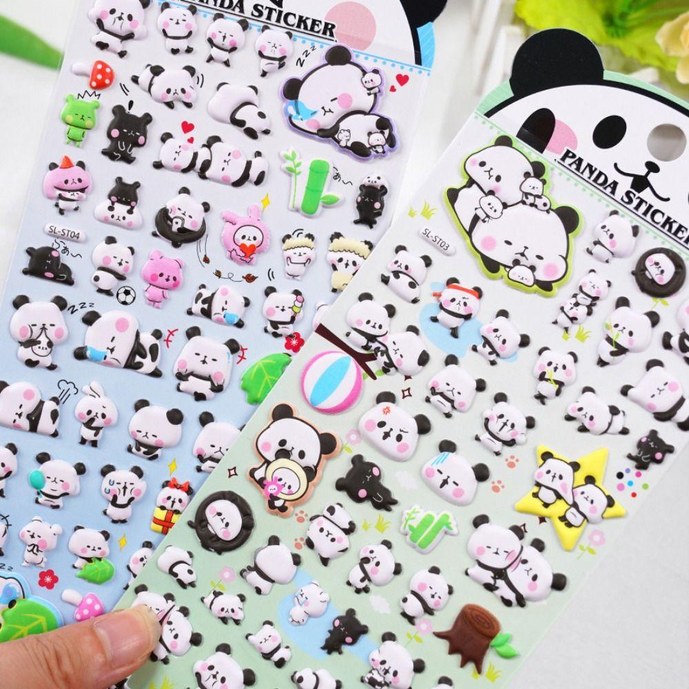 Waterproof Panda Bubble Sticker Gift Box Goo Card Stickers  Skateboards Luggage Suitcases Decor