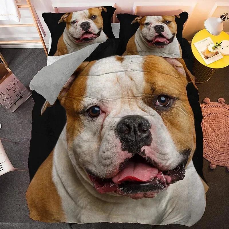 Bulldog Sad and Tired Bulldog Laying Down Pure Breed Comfortable Duvet Quilt Cover Pillowcase Bedding Set Children Home Textile