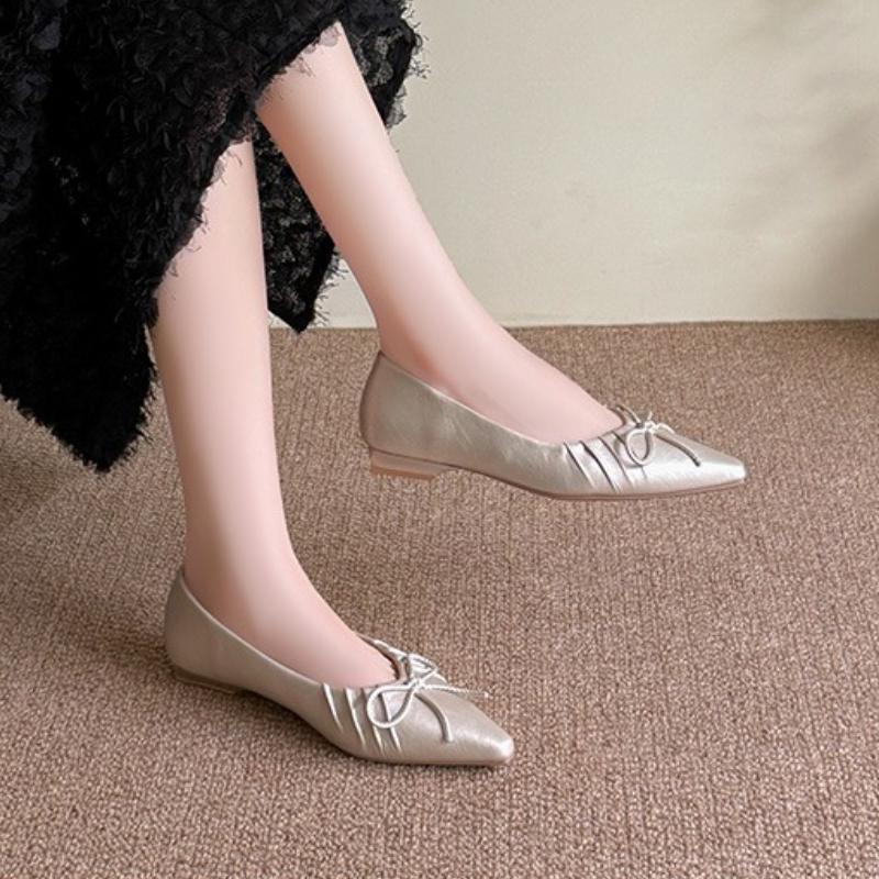 Fashion New 2025 Fashion Pointed Toe Women Flats with Shoes Soft Butterfly-Knot Female Slip On Footwear Shallow Ladies Flats Shoes
