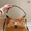 Donkey's Fluffy Women's Cowhide Baguette Handbag - Autumn/Winter Crossbody & Underarm Bag