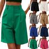 Damen Freizeit Bermuda-Shorts Knielang Elastischer Bund Weiter Beinschnitt Sommer-Shorts mit Taschen