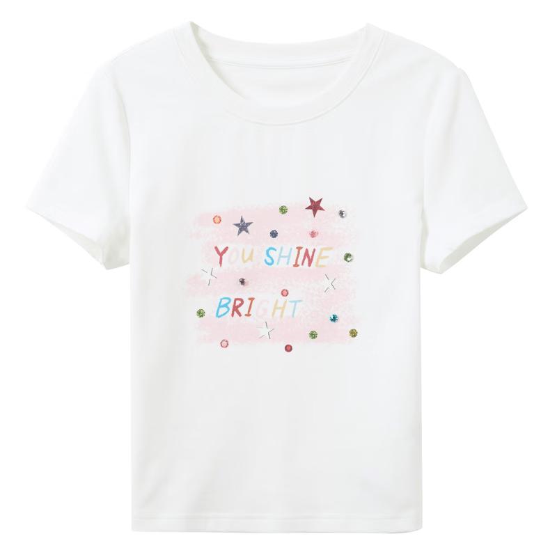 SanCai Slim Fit Graffiti Letter Print Short-Sleeved T-Shirt L