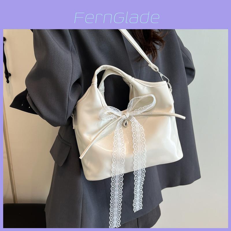 Ribbon Bow Pu Water Bucket Bag For Women With Magnetic Closure And Inner Zipper Pocket For Daily Use