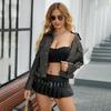 Women Leather Jacket Slim Fit Pu Zipper Outerwear Long Sleeve Lapel Collar for Fall Winter