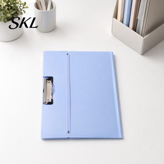 Wear-resistant File Holder Folder for A3 Size Paper, Document Organizer with Metal Plastic Clip, Solid Color Clipboard Home School Office Supplies