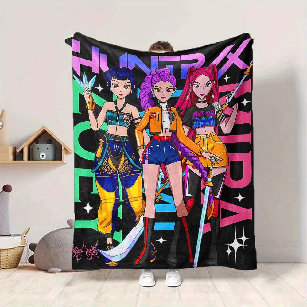 1pc K Pop Demon Hunters Flannel Blanket, Soft Skin Friendly with Digital Printing, Various Sizes Available for Family, Friends, Birthday