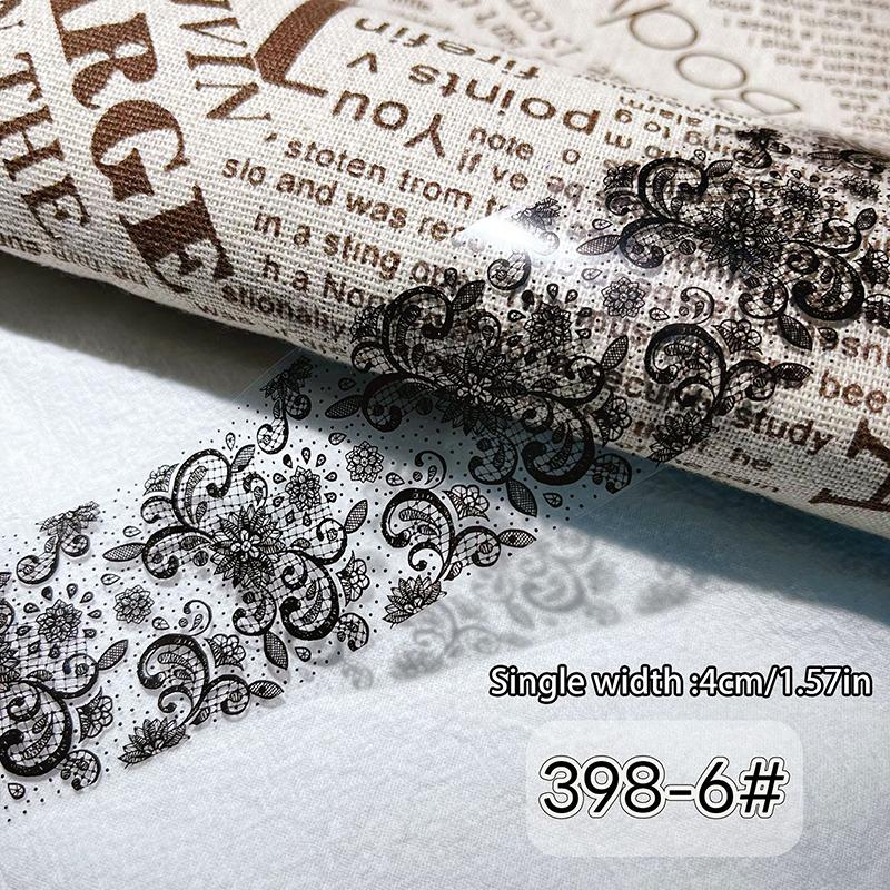 1/10 Rotolo Elegante Bianco Nero Pizzo Fiore Unghie Foil da Trasferimento Fantasia Retrò Floreale Cielo Stellato Carta Adesiva Manicure Accessori