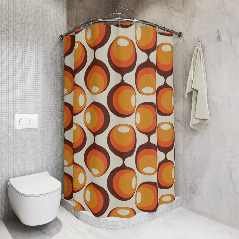 Sprchový závěs Groovy Orbs, Retro 70. léta Hippie styl, Koupelnová dekorace ze poloviny století - Km13679723