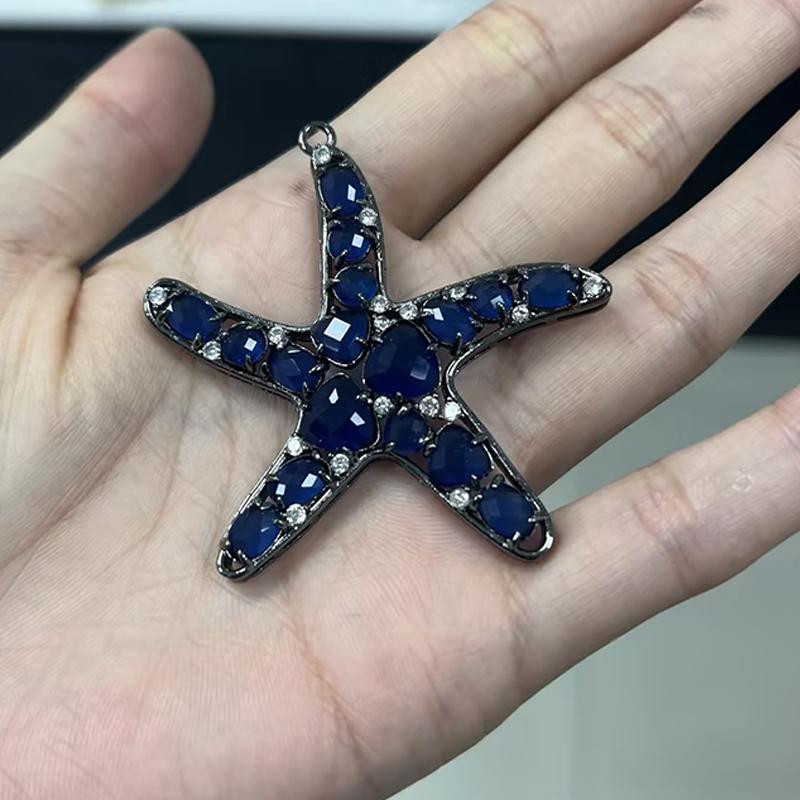 ZHUKOU 52x54mm pandantiv fashion Stea de mare din Cristal pentru femei Accesorii Handmade pentru Realizarea Colierelor Cercei model:VD417