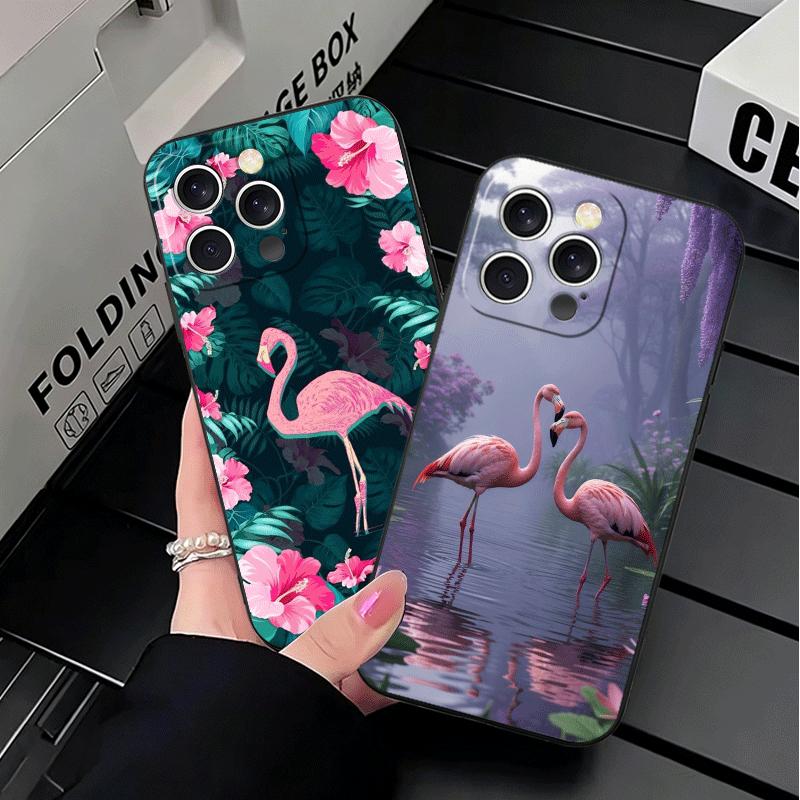 Pink Red Dreamy Flamingo Soft Phone Case for iPhone 16 16E 17 Air 15 Pro Max 14 Plus 13 Mini 11 12 7 Black Cover Back Shell