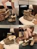 cm inner height increase~ leather thick-soled Maillard two wear snow boots women's winter velvet thickened cotton shoes