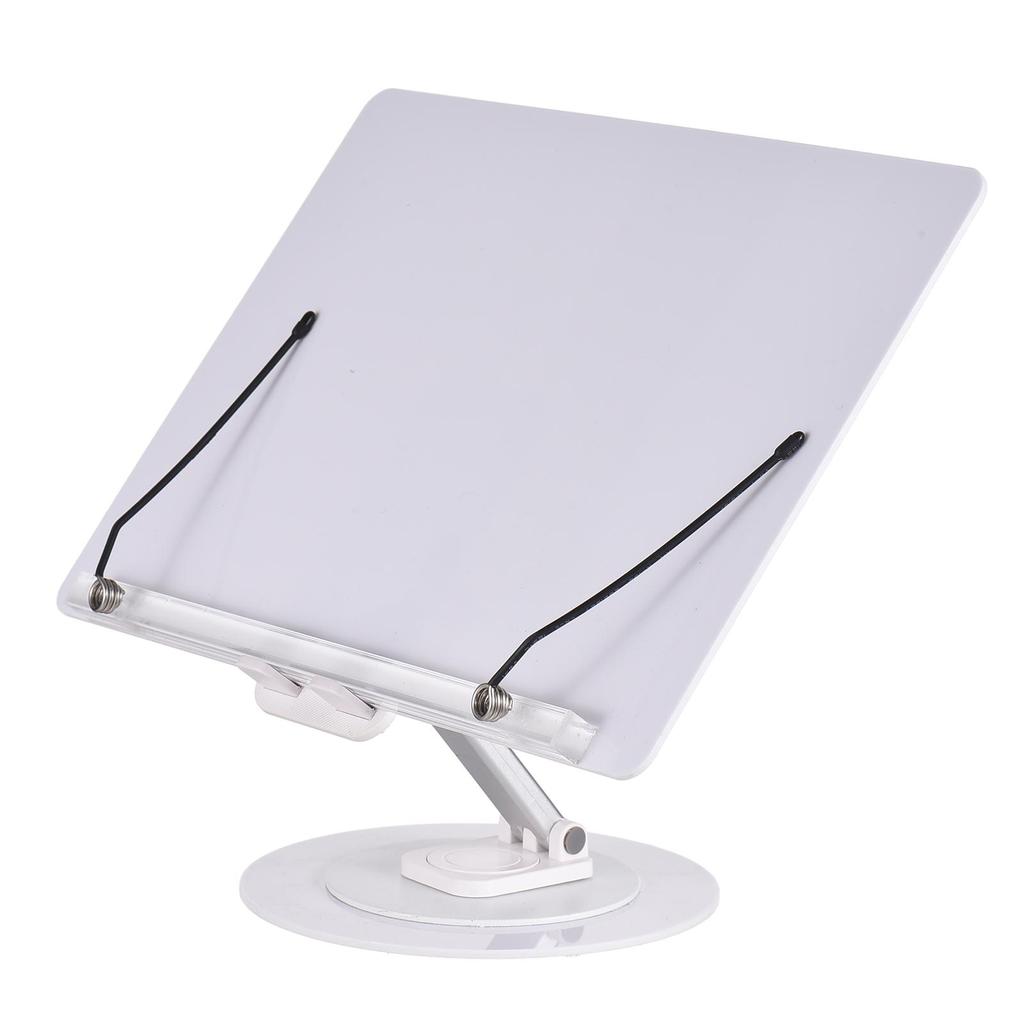 Desktop Book Stand for Reading with 360 Degrees  Rotating Base & Page Clips Foldable and Angle Adjustable
