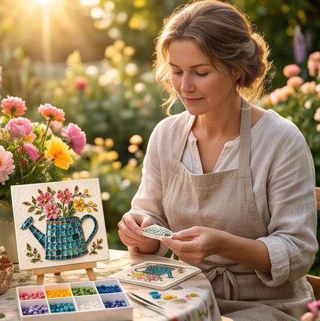 Cottage Garden Mosaic DIY Kit Glass Mosaic Craft Kit for Adults  Beginners Handmade Flower Garden Art Home Decor Handcraft Gift for Women/VINTAGE