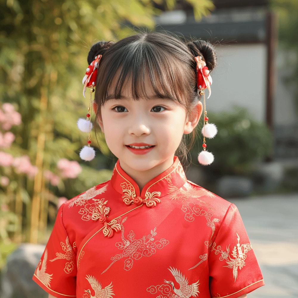 2pc Headwear Goldfish Hair Clip with Bell and Tassel Chinese New Year Festival New Year Barrettes Red Hair Clip Girls