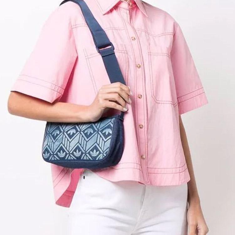 New Adidas Originals Cotton Shoulder Bag Crossbody Bag Regular Women's Denim Blue HD7017