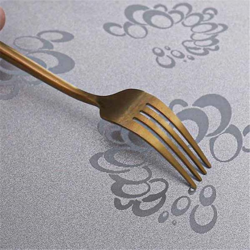 European Style PU Thickened Waterproof Coffee Table Cloth Oil-proof Washless Round Tablecloth Table Decor