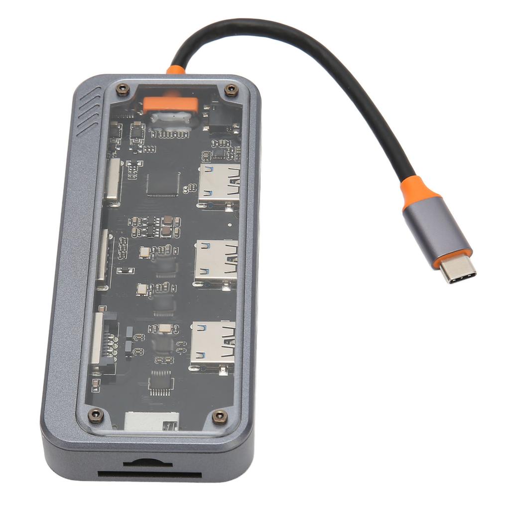 Type C Hub PD Charging USB 3.0 2.0 RJ45 Network Transparent Shell Multiport Docking Station for