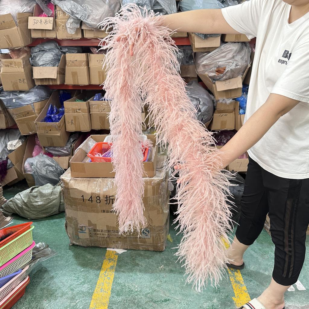 DIY 8 Ply Ostrich Feather Boas 4M for Craft Party Shawl Wedding Drees Clothes Carnival Stage Decor Fluffy Ostrich Plumes Scarf Trim