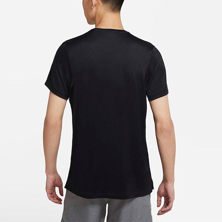 Nike T-shirt sportiva casual da uomo a maniche corte, tinta unita, colore nero