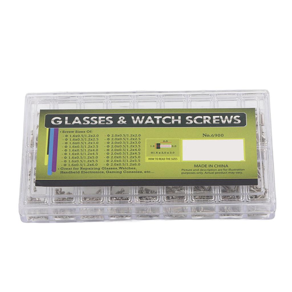 1800pcs/box Stainless Steel Glasses Sunglasses Spectacles Watch Mini Screws Repair Kit