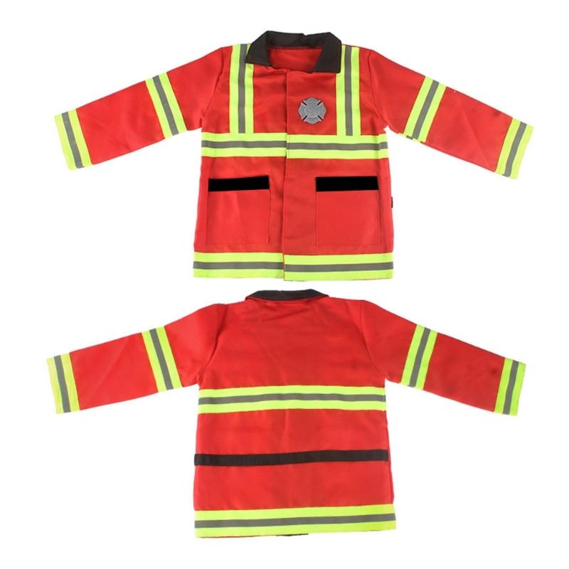 Halloween Fireman Costume Kids Fireman Ouftits Extinguisher Hatchets Washable Firefighter Dress Up Clothes for Role Play