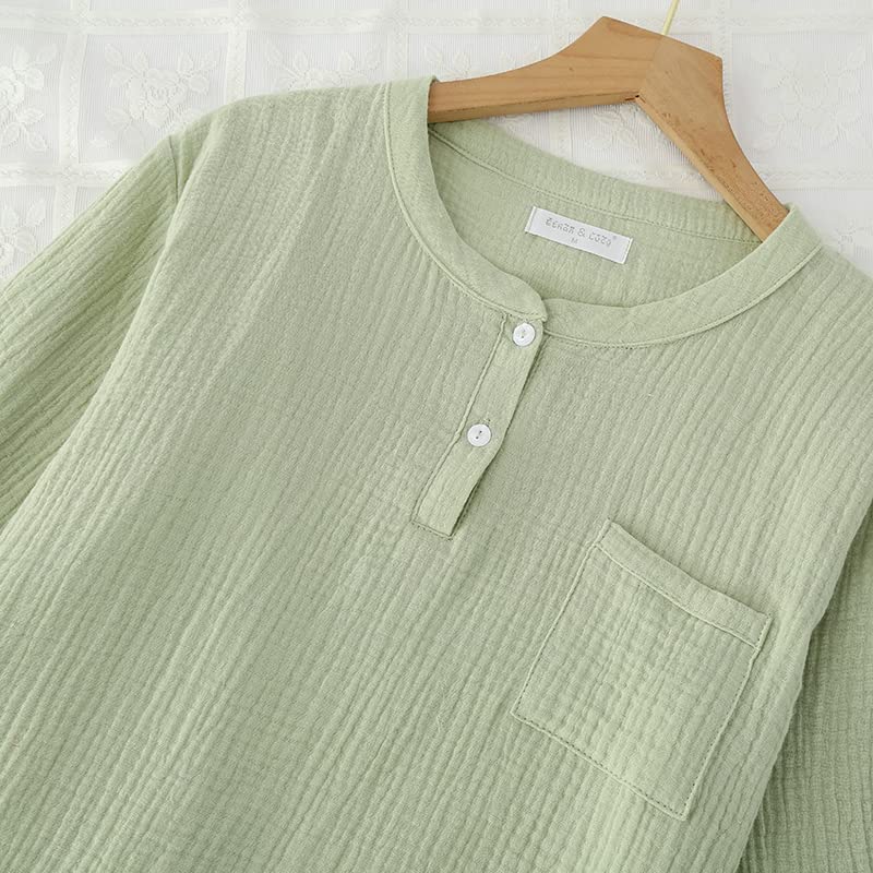 Gauze Soft and Short Cute Sleepwear Light Women's Spring/Summer Pajamas, 100% Cotton, Comfortable, Sleeve, Set, Breathable, Cool, Moisture-Wicking,